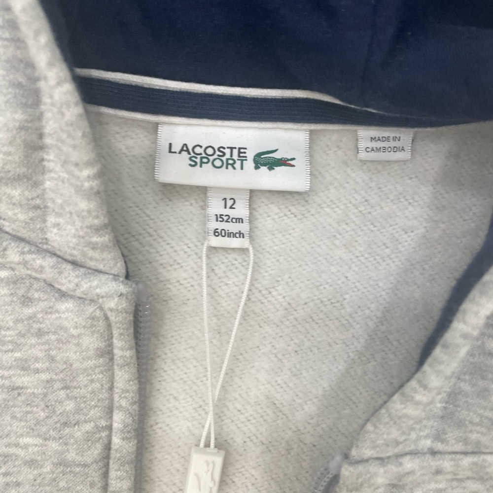 Lacoste Kids Light Gray Zip-Up Hoodie - Picture 2 of 3